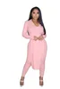 Women's Two Piece Pants 2024 List High-end Young Sexy Club Sweet Spit Full Sleeve X-Long Tees Long Pencil Women 2 Set