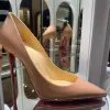 デザイナーハイヒール女性赤い光沢のある底8cm 10cm 12cm薄いかかとを尖らせるつま先本物の革のヌードブラックウェディングレザーウーマンポンプ靴34-44