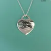 Xo3d Pendant Necklaces t Family S925 Sterling Silver Tiffanynet Love Brand Necklace Glossy Large Simple Temperament Rose Lightning Pattern Pendant