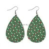 Dangle & Chandelier New 29 Color Christmas Tree Snowman Water Drop Pu Leather Dangle Earring For Women Bohemian Teardrop Fa Dhgarden Dh0Ip