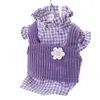 Vêtements de chien Summer Purple Chemises Plaid Fleur Vêtements Mince Deux Pièces Costume Chiens Vêtements Mignon Fille Chiot Teddy Schnauzer Tenues Pour Animaux De Compagnie Gilet