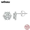 Pendientes Wostu 1.0 CT Diamond Moissanite Estudio de boda Pendientes de boda para mujeres 925 Silver Sterling Snownake Parring Jewellry Regalo