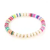 أساور سحر Multicolor Boho Jewelry Heishi for Women Summer Beach Polymer Clay Beads Bracelet Gold Color Pulseras