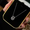 Necklaces JYJIAYUJY 100% Whole Original Sterling Silver S925 Necklace In Stock Double Ring With Zircon Fashion Jewelry Gift Daily N214