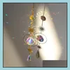 Décorations de jardin Sun Catchers suspendus boule de cristal perlé ornement fenêtre patio pelouse lune étoile pendentif verre prisme arc-en-ciel fabricant D Dhhi5