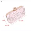 Waist Bags Handmade Pearls& Rhinestones Pink Make-up Ladies Hard Shell-clutch Gold Flower Lock Handbag