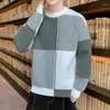 Männer Pullover Gestrickte Für Männer Grün Plaid Mann Kleidung Crewneck Runde Kragen Pullover Über Fit Stricken Verkauf Produkte 2024 spaß S