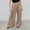 Pantalon décontracté pour femmes, taille élastique, jambes larges, costumes pour femmes avec pull, Petite