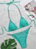 Kvinnors badkläder Deat Shiny Diamond Party Bikini Tvådel uppsättning för kvinnor Sexig solid spets badkläder Beach Women 2023 Summer New 11x0970 J240221