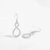 Orecchini Kaletine Orecchini a bottone in vero argento sterling 925 con zirconi a forma di infinito, regalo di gioielli classici con doppi zirconi bianchi femminili