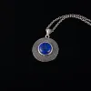 Anhänger 2019 neues Angebot S925 Sterling Silber Retro rund blau Lapislazuli Anhänger Halskette Damen handgefertigt schöner Schmuck Geschenke wer