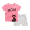 Set di abbigliamento Set da bambino t-shirt + pantaloni corti 2 pezzi Set Vestiti estivi per bambini Vestiti per neonato Ragazza Cartone animato in cotone per bambini (camicia + pantaloni) 0-4T