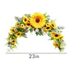 Guirlande d'arc suspendu de tournesol artificiel, fleurs décoratives, feuilles jaunes et vertes pour décoration murale de mariage, 22.8 pouces