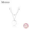 Colliers Modian SQUESINS minimalistes Petite balle Collier de pendentif pour les femmes Gift Silver Silver 925 Collier à double chaîne Fine Bijoux