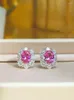 Studörhängen Fashionabla och lyxiga 925 Sterling Silver Flower Bract Earring Set With High Carbon Diamond Inlaid Classic Wedding Jewelry