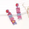 Dangle Earrings JURAN Handmade Colorful Seeds Beads Letter TRICK TREAT Boho Fashion Jewelry For Women Girls Holiday Carnival Party Gift