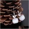 Stud Fashion 6 Colours Piękne różowe kolczyki z kryształami jabłkami dla kobiet dziewczęta Sier Sier Christmas Earing Biżuter Prezent Dhgarden Dhpcw