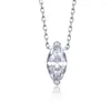 Pendentifs SpringLady réel 925 en argent Sterling oeil de cheval coupe créé Moissanite diamant pendentif colliers filles fiançailles bijoux fins