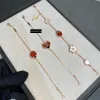 Bangles Top New Rose Gold Carnelian Ladybug Bracelet Ladies Fashion Brand Beetle Element Luxury Party Gift 925 Silver Jewelry