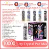 100% original UZY Crystal Pro Max 10000 Puff 0% 2% 3% 5% Stylo Vape jetable avec batterie rechargeable Contrôle du flux d'air Bobine de maille 16 ml Pod prérempli 10K Puffs Big Vapo