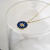 Necklaces Titanium With 18K Gold Blue Star Necklace Designer T Show Runway Gown Rare INS Japan Korea Fashion Boho Gothic Hip Hop Top