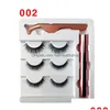 False Eyelashes 3 Pairs Magnetic Eyelashes False Lashes Addliquid Eyeliner Addtweezer Eye Makeup Set 3D Magnet Natural Reusable No Glu Dh4Kl