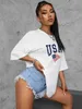 T-shirt da donna Team USA T-shirt sportive da donna Estate allentata Abbigliamento oversize T-shirt in cotone traspirante Marca di alta qualità Streetwear Donna T240221