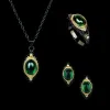 Set gioielli a tre pezzi set per donne classiche orecchini per stalloni con cravatta zircon green zirconio