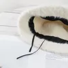 Korean Style Ins Metal Label Rabbit Fur Bucket Hat Womens Autumn and Winter Wild Plain Face Covering Bucket Hat Warm Plush