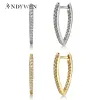 Boucles d'oreilles Andywen 925 argent sterling 20 mm ovales cerceaux Crystal CZ Zircon Pave Circle Loops Piercing Pendiente Earge 2020 Bijoux de mode