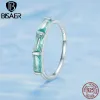 Anelli Bisaer 925 Anello di geometria in argento sterling Green Zirconi Eternity Eternity Finger Rings for Women Party Wedding Engagement Efr329