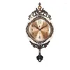 Orologi da parete Decorazioni per la casa Orologio a pendolo moderno Vintage rotondo al quarzo Silenzioso in metallo nordico