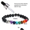 Perlé à la main 8 mm 7 chakras Bracelet de perles de pierre de lave naturelle pour hommes Tête de Bouddha Arbre de vie Hibou Éléphant Charme Mode Dhgarden Dhvkt