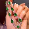 Halsband Ruzzallati Lab Emerald Stone Banket Halsband Sier Color Ladies Fashion Vintage Long Necklace Jewelry Party