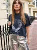 Damen T-Shirt Vintage Eagle Print Grafik T-Shirt Frauen O-Ausschnitt Sommer 2023 Kleidung Lose Designer Luxus Casual T-Shirt Streetwear Tops T240221