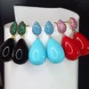 KQDANCE Turquoise rose Quartz bleu aigue-marine noir rouge pierre naturelle perle boucles d'oreilles avec broche en argent 925 pour femmes bijoux 240220