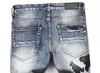 穴あきパッチとトレンディなスリムフィットレギンスを備えたヨーロッパのジーンズ汎用性のあるメンズパンツ3093