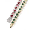 Hiphop 18k guldpläterad armband smycken som lyser 9mm fyrkantig tenniskedja mikro asfalterat hjärta cz armband för kvinnor