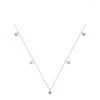 Kedjor 925 Sterling Silver Turquoise Geometric Necklace for Women Girl Zircon Fine Chain Design Jewelry Party Gift Drop
