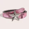 New Style Women's Star Y2k Rhinestone Bling Sequin Punk Metal Buckle Fashion Waistband Jeans Pants Party Belt