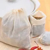 100pcs / lot grands sachets de thé 8x10cm coton mousseline cordon sacs réutilisables pour les herbes de savon Tea2223