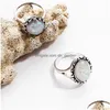 Bagues de cluster Nouvelle arrivée Big Vintage Opal 8 pcs Knuckle Ring Set pour femmes Sliver couleur motif géométrique style bohème F Dhgarden Dhfqj