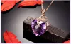 Necklaces Romantic Violet Heart Amethyst Pendant Necklace Chokers for Women Sier Temperament Jewelry Girls Quartz Sexy Gift