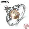 リングWostu Hotueshingic 100％925 Sterling Silver Bees Heold Cz Clrys Rings for Women Wedding JewelryアクセサリーCQR025