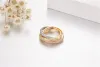 Anéis círculos triplos de ouro/rosa anel de ouro/prata Três cores jóias de luxo 925 Silver Pave Diamond Wedding Rings para mulheres homens