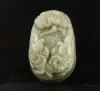 Pendentifs Vieille Chine Naturel hetian Jade Sculpté à la main statue double poisson pendentif #43
