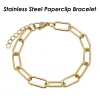 Bracelets 10 Pieces Paper Clip Bracelet for Men or Women Tarnish Free PaperClip Chain Gold Color Paperclip Bracelet Stainless Steel