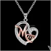 Pendant Necklaces Fashion 7 Style Heart With Zircon Mom Love Charm Necklace Family Jewelry Mother Pendant Word Gifts Wholesa Dhgarden Dhfah