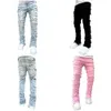 Mens designer Jeans Streetwear Clothes Casual Jean Regular Fit Stacked Patch Distressed Destroyed Straight Denim Pants 1U677