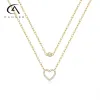 Hängen Canner Love Heart Diamond Necklace For Women S925 Silver Doublelayered Clavicle Pendant Ins Photography Trendy Ladies Halsband